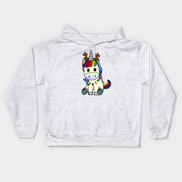 Christmas Unicorn Kids Hoodie by imphavok